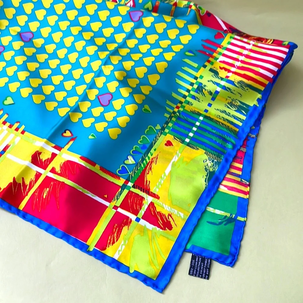 New vintage bright multicolored Versace large silk scarf